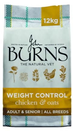 Burns Pet Nutrition Hypoallergenic Complete Dry Dog Food Adult and Senior Dog Weight Control Chicken and Oats 12 kg