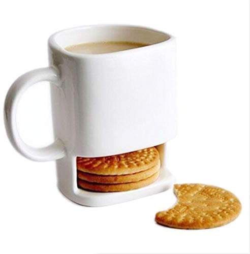 myQ 1PC Dunk Ceramic Cookies Cookie Coffee Cup with Biscuit Pocket Holder gift birthday friend office travel