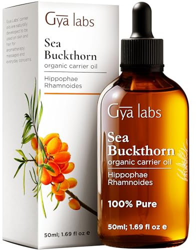 Gya Labs Organic Sea Buckthorn Oil - 100% Pure Natural Sea Buckthorn Carrier Oil for Skin, Face, Nails & Hair - Soothing & Moisturizing - 50ml