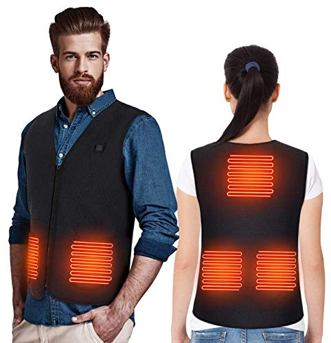 Doact Beheizte Weste Herren Damen, Beheizbare Weste USB Lade Heizweste Elektrische Beheizte Jacke mit 3 Temperaturstufen, Beheizbare Jacke für Outdoor Jagd Wandern Camping, No Batterie (Schwarz, M)