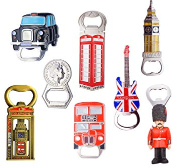London England Famous Icons Mix Fridge Magnet Bottle Openers - Set of 8