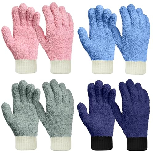 MIG4U Microfiber Dusting Gloves Washable Reusable Cleaning Mittens Gloves Kitchen House Cleaning Car Blinds Multicolor 4 Pairs L/XL