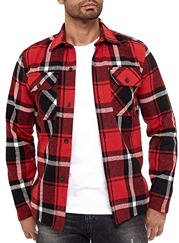 Red Bridge Chemise à carreaux pour homme Manches longues et coupe droite, rouge, L