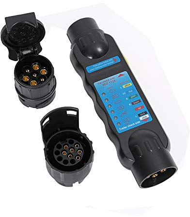 TAEUYYM Testeur Remorque 7 Broches, 12V Testeur Prise Remorque 7 Broches Male, Testeur Prise Remorque Feux Circuit De Câblage Outils Diagnostic (Testeur Remorque 7 Broches + 2 x Convertisseur 7 13)