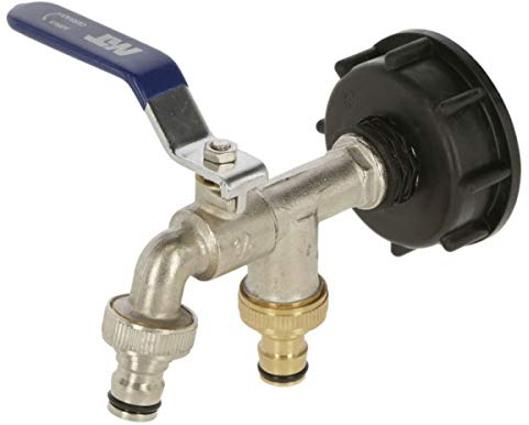 Kerbl Anschlusshahn für IBC-Container (mit Kunststoffadapter S60x6 für IBC-Container, mit PTFE-Gewebedichtband, mit 1/2 Schnellkupplung, Wasserhahn) 221983