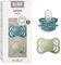 BIBS Supreme Schnuller 2er-Pack, BPA-frei, Symmetrischer Nippel. Silikon, Hergestellt in Dänemark. 0-6 Monate (2er Pack), Island Sea/Sage