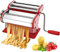 Nudelmaschine Manuelle Pasta Maker mit 9 Einstellbare Teigroller, 2 in 1 Nudelschneider, Handkurbel und Klemme, Edelstahl Rot Pastamaschine Nudel Making Maschine Geschenk für Frisch Spaghetti Lasagne