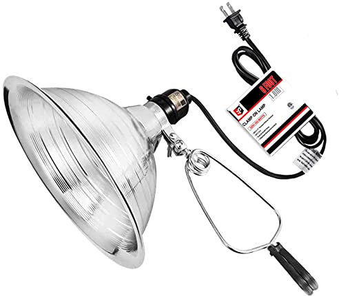 EP Clamp Lamp Light with Detachable 8.5 Inch Aluminum Reflector, 150 Watt E26 Socket (No Bulb Included), 6 Foot 18/2 SPT-2 Cord Cord, 1 Pack