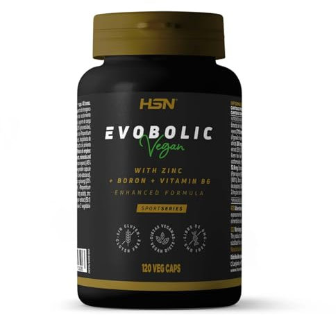HSN Fórmula Anabólica* Evobolic | 120 Cápsulas Vegetales | Con *Zinc: contribuye al mantenimiento de niveles normales de Testosterona; Vitaminas, Minerales y Extractos de Plantas | Vegano, Sin Gluten