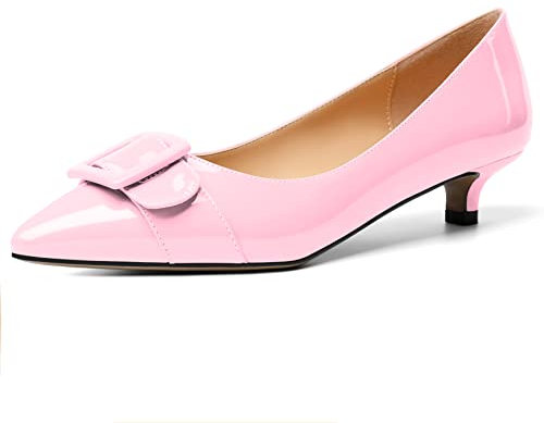 Soireelady Damen Slip On Niedrig Absatz Pumps Lack Rosa EU 39