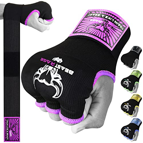 Beast Rage Boxbandagen, Gelhandschuhe, MMA, 75 cm lang, gepolstert, elastisch, schnelles Boxen, Boxsack, Training, Muay Thai, Handbandagen-Set