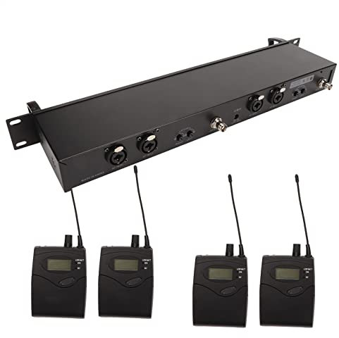 Sistema de Monitor de Oído Inalámbrico, Monitor de Escenario de Metal de Doble Canal UHF, 40 Grupos de Canales Preestablecidos, Cobertura de 300 Pies de Largo, para Escenario,