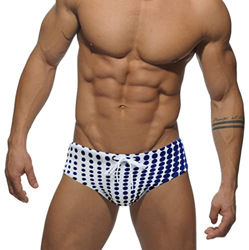 RQPYQF Costume da Bagno Uomo, Costume Slip Nuoto Mare e Piscina Uomo Swimming Brief Coulisse Regolabile YK33 (Blu, XL)