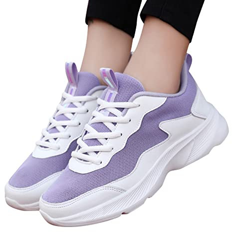 Sneaker Damen Bunt 38 Turnschuhe Damen Sportlich rutschfeste Laufen Schuhe Frauen Sportschuhe Fitnessstudio Weiß Luftkissenschuhe Schnürschuhe für Jogging Fitness Camper