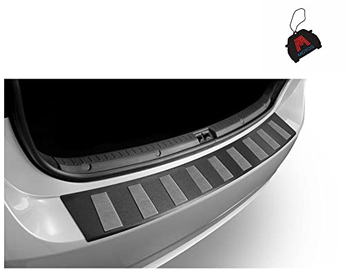 M MOTOS Satin Schwarz&Weiß Edelstahl-Ladekantenschutz für Volkswagen Polo V 6R 2009-2013 5 -türig. Erhöhter Fahrkomfort mit säurefesten Schwellerplatten - Kratzschutz