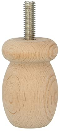 Amig - Pied Tourné pour Meuble, Pied en Bois de Hêtre avec Finition Naturelle, Pieds de Remplacement pour Canapés, Lits, Tables, Fixation : Tige Métallique Métrique 8, Dimensions : 36 x 55 mm