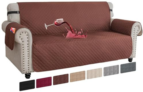 XINEAGE Sofa Überzug, Sofabezug 3 Sitzer Reversible, Wasserdicht Sofabezug, Sofaüberwurf, Sofa Möbel Protector, rutschfeste Sofabezüge für Hunde Haustiere (3 Sitzer, Kaffee)