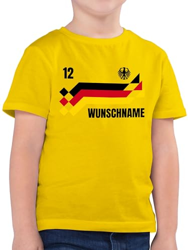 Kinder T-Shirt Jungen - 2026 Fussball WM Fanartikel - Deutschland Trikot mit Name und Nummer Germany - 128 (7/8 Jahre) - Gelb - deutschlandtrikot fußball em 2024 t Shirt fußball. German Tshirt