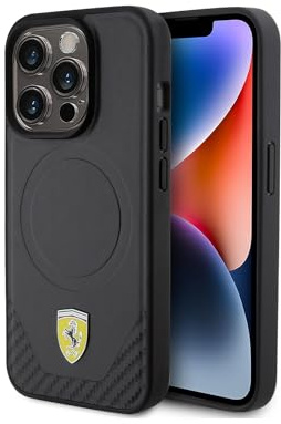 Ferrari FEHMP15LPTEK Hülle für iPhone 15 Pro 6.1 Schwarz hardcase Carbon Metal Logo