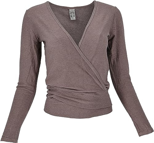 GURU SHOP Wickelshirt, Pullover, Wickeljacke, Yogashirt - Taupe, Braun, Size:XL (42), Pullover & Longsleeves Alternative Bekleidung