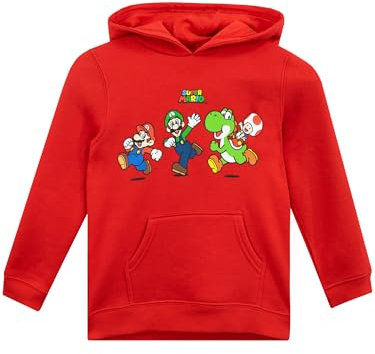 Super Mario Bros. Pullover | Mario und Luigi Pullover Jungen | Yoshi Hoodie Kinder Jungen | Luigi Hoodie Kinder Rot 140