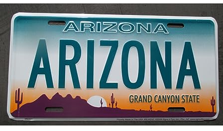 Nummernschild Arizona Wüste Sonnenuntergang USA Relief