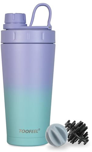 TOOFEEL Botella mezcladora de proteínas aislada – 20 onzas de metal al vacío de doble pared, mantiene el frío/calor, sin BPA, a prueba de fugas