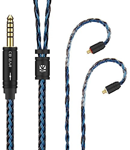 Kinboofi MMCX 2M Long Headphone Cable,KBEAR ST16 Plus Earphone Cable Replacement Earphone Wire Cable,Improve Comfortable Wearing Replacement Cable for FILO FH3 (MMCX 4.4mm Audio Jack, Black-Blue)