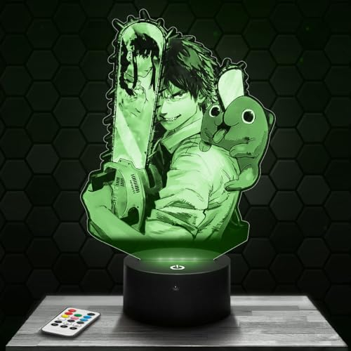 Lampe Manga Denji deko Zimmer Junge Lampe 3D Manga Denjiobjekt Manga Cartoon Anime Geschenk gedämpftes Licht Nachtlicht deko Büro. Eigenartig Geschenk Weihnachten Teenager TOP