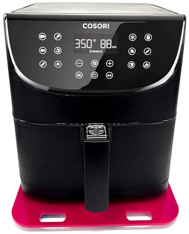 Gleitbrett aus Acryl für COSORI Heißluftfritteuse 5,5l CP158-AF | pink | 35x30cm | hochwertige Teflongleiter für müheloses Verschieben und Gummifüße für festen Stand | Made in Germany