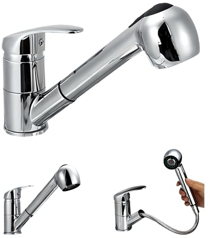 UZMAN Einhebel Waschbrause Set Mischbatterie Küchenarmatur ausziehbarer Friseur Wasserhahn Waschbecken Anschluss: Standard 1/2 Schlauchlänge 1,70 Meter