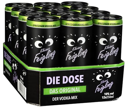 Kleiner Feigling Die Dose, Vodka-Mix mit Feigenaroma, 12 x 250 ml, 10% vol. | Feinperlig-spritziger Kohlensäure-Kick, Ready to Drink, Ideal für Strand, Festival und Feiern, Kult seit 1992