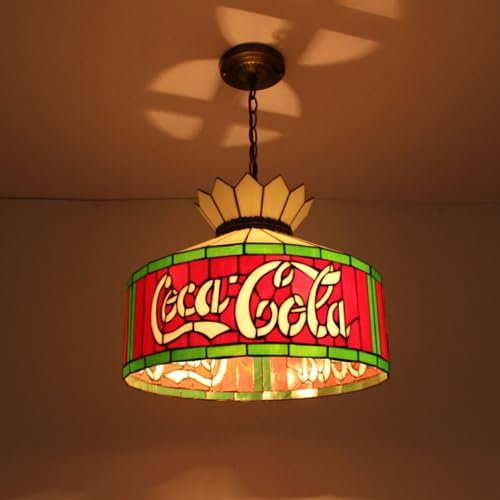 Retro Küche Deckenleuchte Pendelleuchte In Tiffany-Stil Loft Glas Hängeleuchte Vintage Küchenlampen höhenverstellbar E27 Retro beleuchtung für Wohnzimmer Schlafzimmer Cafe Bar Hängelampe (30CM)