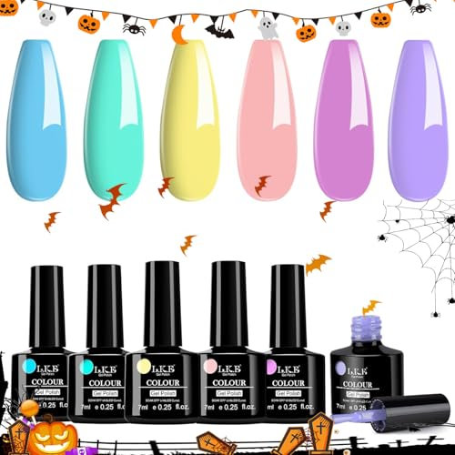 LKEE Nail Gel Polish- Pastel Nail Polishes Set 6 (macaron coloration)