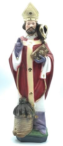 Statue des Heiligen Ambrogio aus handbemaltem Gips von 30 cm