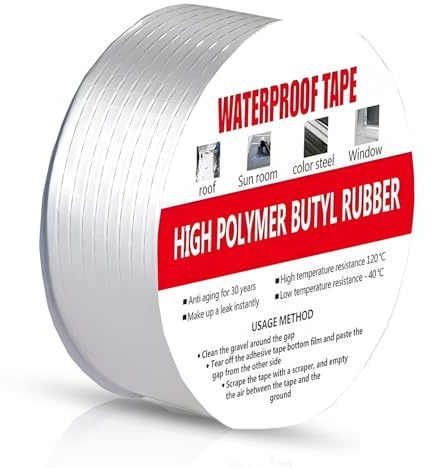 Butyl Tape - Felt Roof Repair, 5cm*5m Waterproof Sealing Tape, 1.5mm Thickness Self-Adhesive Sealing Tape, for Rv Repair, Window,Silicone, Boat and Pipe Sealing,Window Sill Gap,Pipe Rupture - Silver