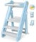 Onasti Lernturm für Kinder, Learning Tower Klappbar und höhenverstellbarer, Lernturm ab 1 Jahr, Multifunktional ab 1 Jahr für Küche Tisch Bad, Stylisch Kippschutz (Blau + Grau)
