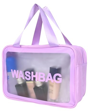 Q-WOOFF Kosmetiktasche，kulturtasche Damen，kulturbeutel Herren， Trocken- und Nasstrennung, tragbare wasserdichte Kulturtasche, Make-up-Tasche mit großer Kapazität, Aufbewahrungstasche (Lila, M)