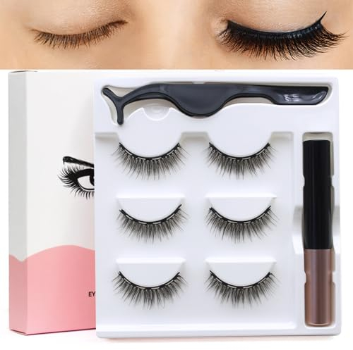 Magnetismus Fake Lashes 3 Paare 7-12mm, Autosorption Wimpern Soft-Simulation Wimpern Extensions, Natürlich Fließend Flauschig Und Lange Künstliche Wimpern Wiederverwendbar Magnetische Wimpern