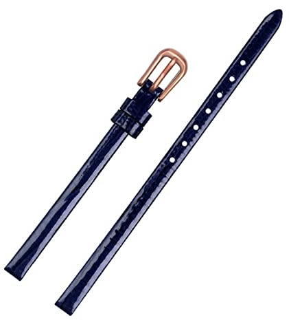 ADINGA Mini-Uhrenarmband, 6 mm, echtes Lederarmband, modisches Damenarmband, kleines Armband (Farbe: Blau, Rotgold, Größe: 6 mm) (Größe: 6 mm)