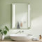 S'AFIELINA Bathroom Mirror with Shaver Socket, 50cm x 70cm Illuminated Frontlit Bathroom Mirror with LED Lights for Wall Touch Switch, 3 Color Dimmable, Memory, Anti-flog, Horizontal/Vertical