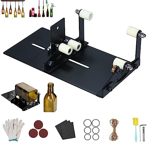 Buntglas-Set, 19-teiliges verstellbares Glasflaschen-Schneideset, Edelstahl-Fixierflaschenschneider zum Schneiden verschiedener Größen und Formen von Flaschen - runde, quadratische