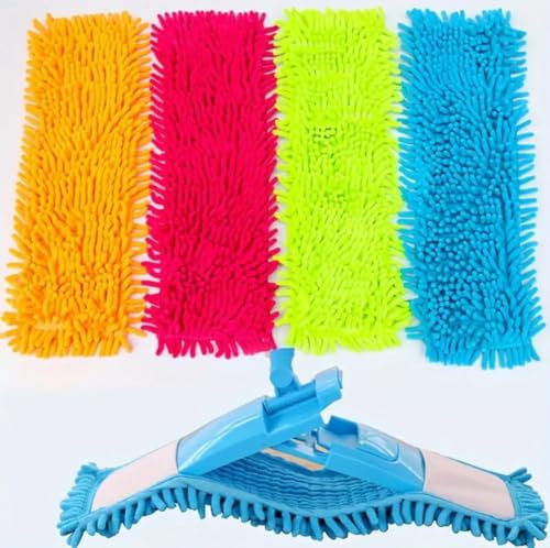 4 x Microfibre Mop Refill Replacement Heads Dust Floor Cloth Cleaning Washable Pads Mop Head (Assorted Colour)