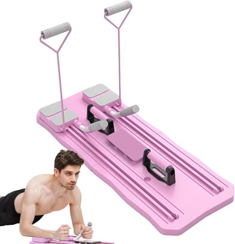 Bauchtrainer Roller Trainingsbrett mit Ellenbogenstütze, multifunktionaler Bauch-Roller, Bauchmuskel-Trainingsbrett mit Auto Rückprall, Bauchtrainer Roller Bauchmuskel-Trainingsgerät (Rosa)