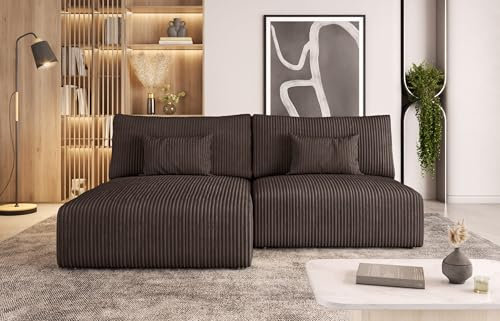 Moderno Ecksofa mit Schlaffunktion MODULO - Sofa mit 3 Sitzen und Robusten Überzug - Schlafcouch L-Form - Modern Couch - 210x152x80 cm - Braun