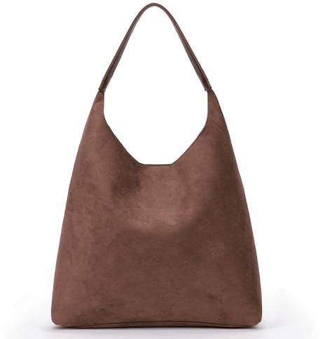 GSenhui Wildleder Tote Bag Groß Shopper Tasche Damen Handtasche Hobo Bag Uni Tasche Slouchy Bag Schultertasche Gross Shoulder Bag Handbags Braun