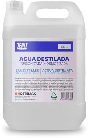 Hostelpak | Distilled Water 5 Litres/Distilled Water 5L – Demineralized Water and Deionized Water, Ideal for Iron, Tattoo, CPAP, Batteries, Laboratories and for Plants – Multiple Uses (5L)