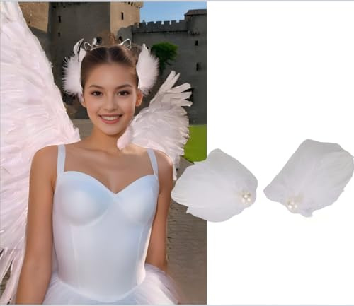 Lot de 2 pinces à cheveux à plumes pour femme - Coiffe cygne blanc pour filles - Accessoires de cheveux pour mariée, mariage, anniversaire, fête, danse, costume de Nouvel An