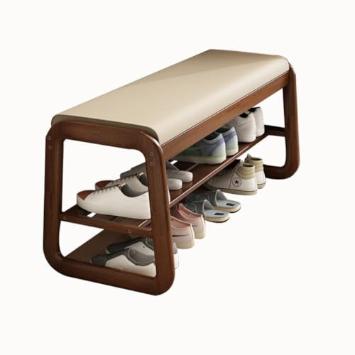 DODOBD Schuhbank aus Bambus,Schuhregal Flur Holz,Schuhbank mit Sitzfläche,Shoe Rack with Seat,Garderobenbank mit Stauraum,Schuhschrank mit Sitzbank,Für Eingangsbereich,50/80/100CM