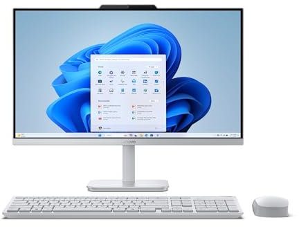 Lenovo A100 Desktop All-In-One, Display 24 FHD (1920x1080), Intel N100, RAM 8GB, 256GB SSD, Speakers, WiFi 6, Windows 11 Home, Mouse + Tastiera Wireless - Cloud Grey